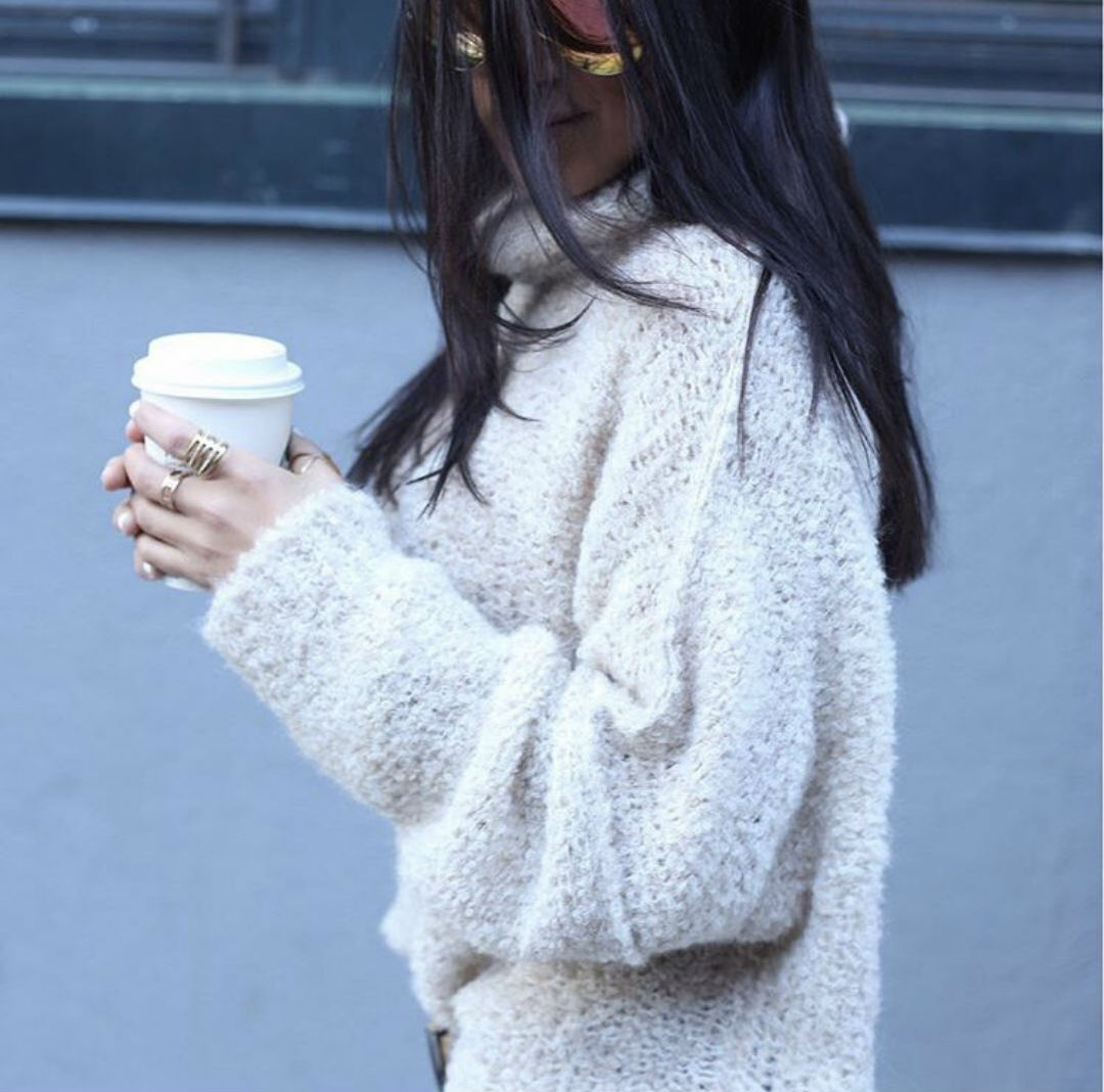 Blogger Sarah Lindner of The House of Sequins wearing free people shes all that sweater 