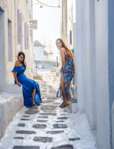 Blogger Sarah Lindner of The House of Sequins wearing free people Thru The Palms Set. What to wear when visiting Mykonos Greece