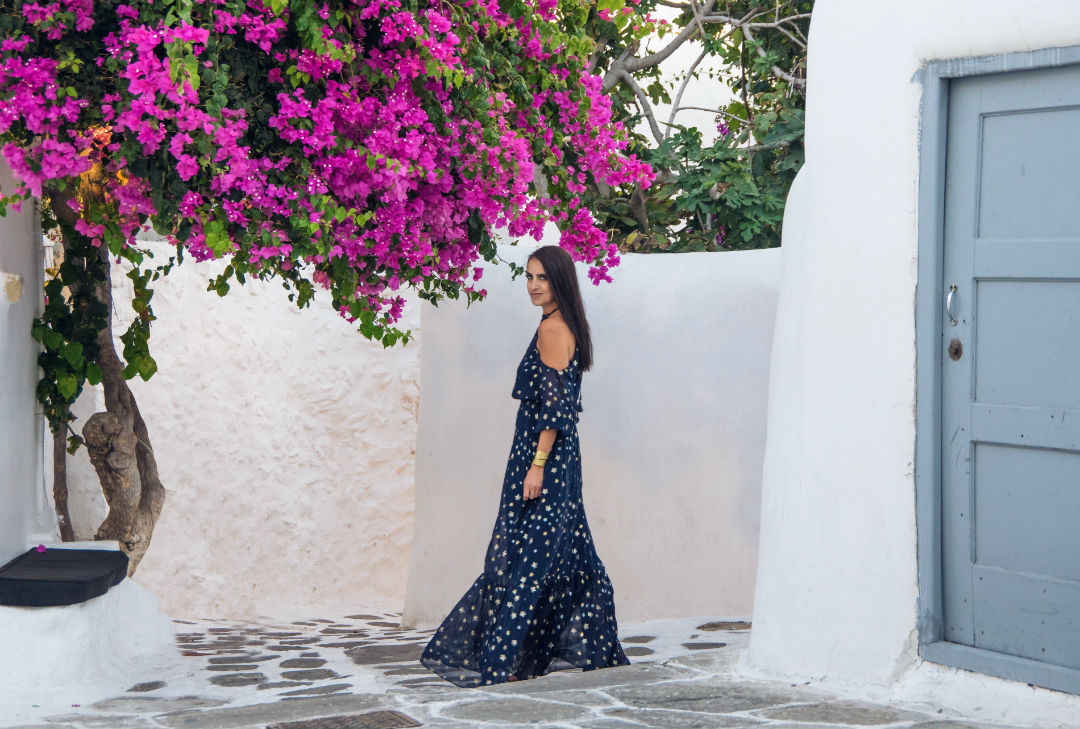 Blogger Sarah Lindner of The House of Sequins wearing free people Thru The Palms Set. What to wear when visiting Mykonos Greece