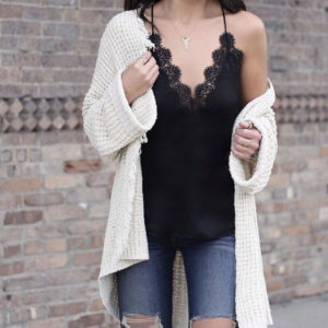 Blogger Sarah Lindner of The House of Sequins Free people cardigan