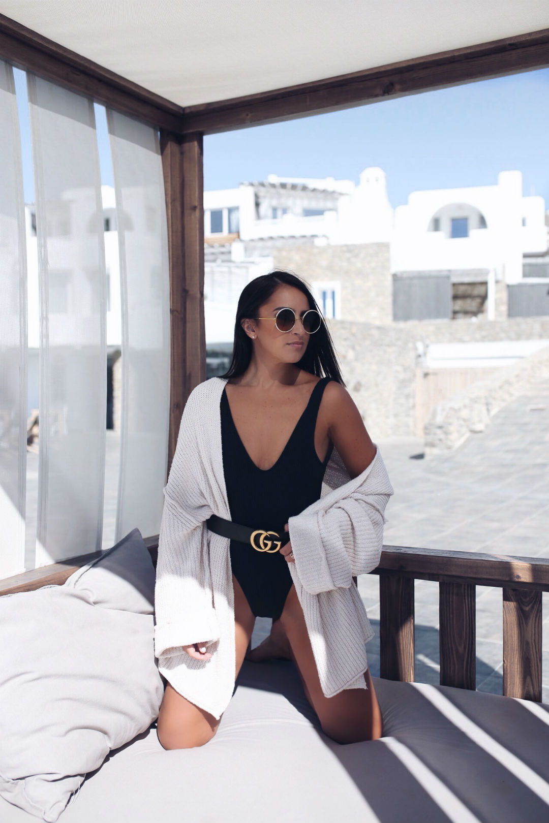 Blogger Sarah Lindner of the House of Sequins travel guide to Mykonos, Greece.
