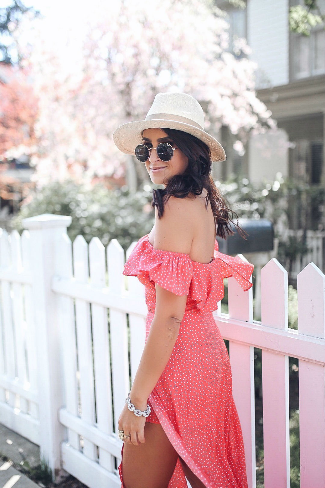 Blogger Sarah Lindner of The House of sequins wearing ALE BY ALESSANDRA BETINA MAXI DRESS. what to wear for a summer wedding or a picnic in the park