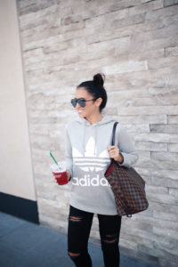 Gray Adidas Original Trefoil Hoodie and Adidas EQT Support Adv Sneaker