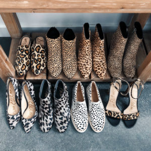 Blogger Sarah Lindner of The House of Sequins Instagram Round-Up of leopard shoes. Soleda Sneakers by UGG, Dolce Vita Nilani booties