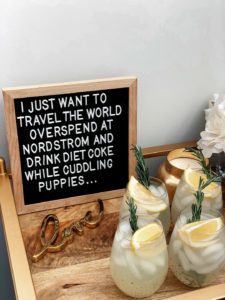 Blogger Sarah Lindner of The House of Sequins on How to decorate a gold bar cart with Nordstrom