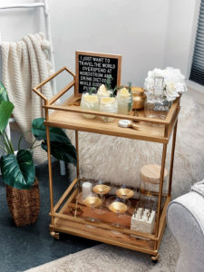 Blogger Sarah Lindner of The House of Sequins on How to decorate a gold bar cart with Nordstrom