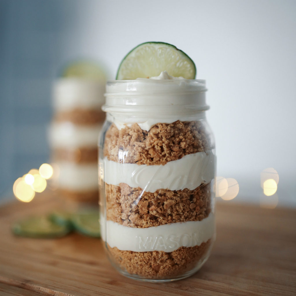 Blogger Sarah Lindner of The House of Sequins Recipe on Easy No Bake Key Lime Pie In A Jar
