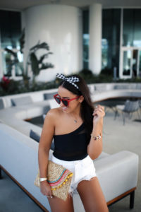 Blogger Sarah Lindner of the House of Sequins wearing a Target bathing suit under $50