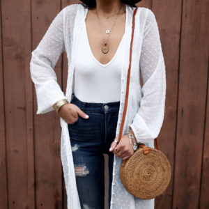 Blogger, Sarah Lindner of The House Of Sequins wearing Express x Rocky Barnes