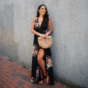 Blogger, Sarah Lindner of The House Of Sequins wearing an amazon maxi dress