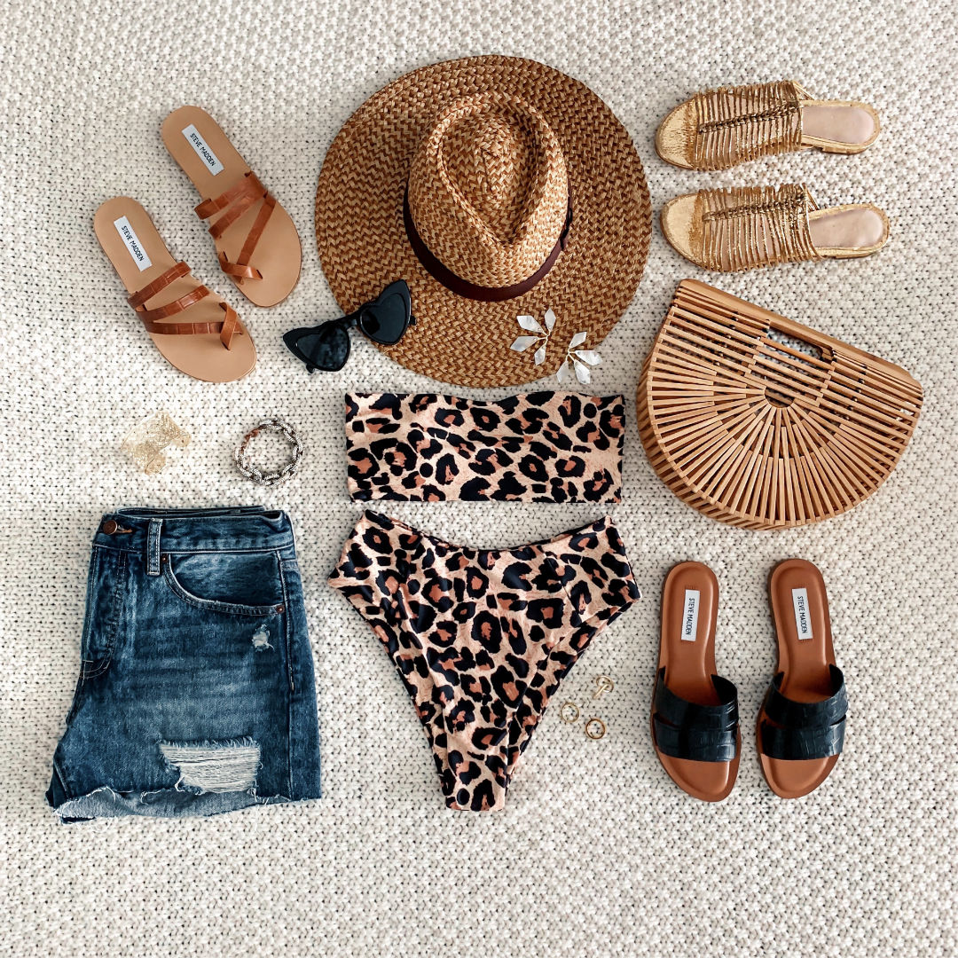 Blogger, Sarah Lindner of The House Of Sequins wearing an amazon leopard bikini 