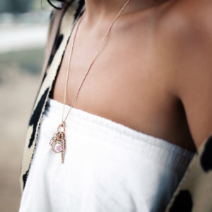 Sarah Lindner of The House Of Sequins wearing Kendra Scott Charm Necklace