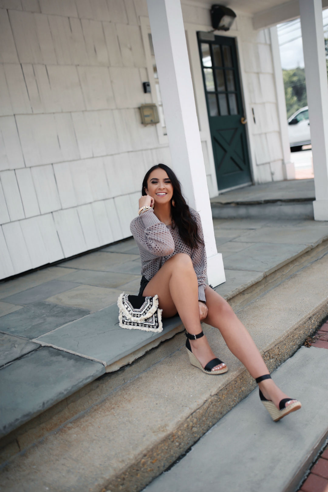 Blogger, Sarah Lindner of The House Of Sequins wearing Express