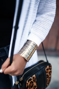 Blogger, Sarah Lindner of The House Of Sequins wearing Express jewelry