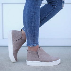 Blogger Sarah Lindner of The House of Sequins wearing Steve Madden Winnie Sneaker Bootie