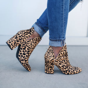 Sarah Lindner of The House of Sequins wearing Steve Madden Rockstar Genuine Calf Hair Bootie