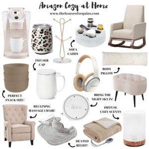 Blogger Sarah Lindner of The House of Sequins cozy amazon home finds