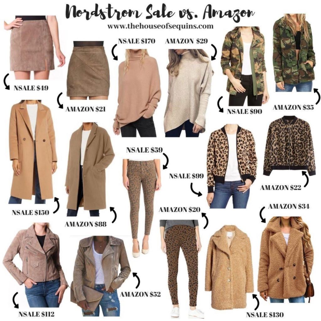 Nordstrom Anniversary Nsale vs amazon finds. Blogger Sarah Lindner of The House of sequins amazon fashion dupes