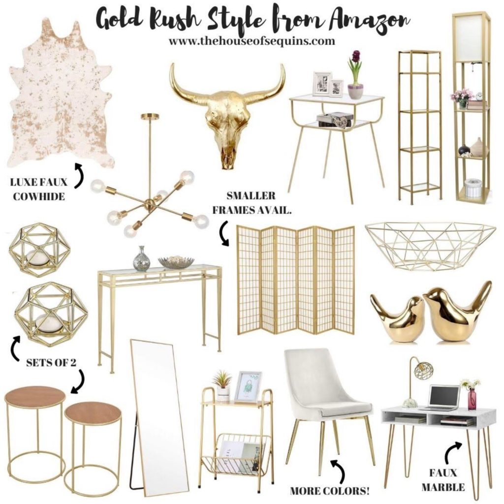 Blogger Sarah Lindner of The House of Sequins Gold Amazon Home Finds