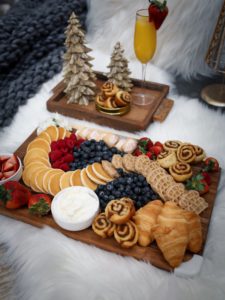 Blogger Sarah Lindner of The House of Sequins sharing a breakfast charcuterie board made with help of Walmart+ membership.
