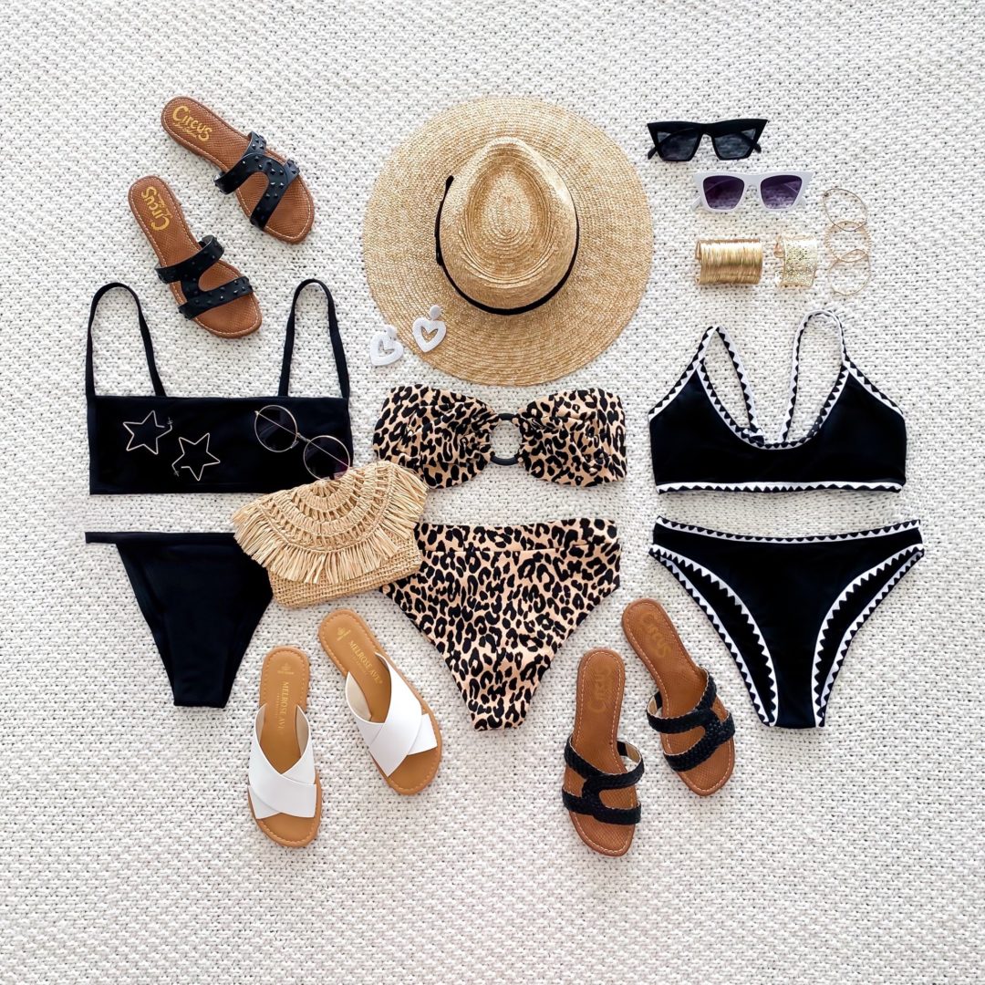 Blogger Sarah Lindner of The House of Sequins styling vacation looks with Amazon swimsuits.