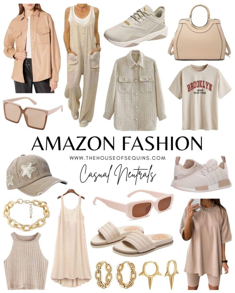 Blogger Sarah Lindner of the house of sequins amazon neutral fashion finds