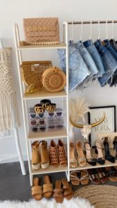 Blogger Sarah Lindner of The House of Sequins sharing closet organization.