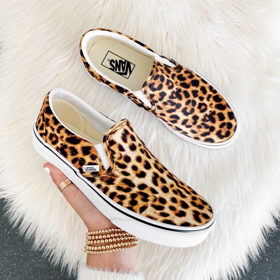Blogger Sarah Lindner of The House of Sequins styling leopard Vans sneakers.