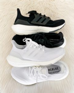 Sarah Lindner of The House of Sequins sharing new Adidas sneakers.