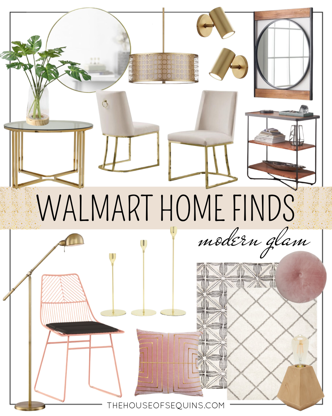 Blogger Sarah Lindner of The House of Sequins sharing modern glam new arrivals in Walmart Home.