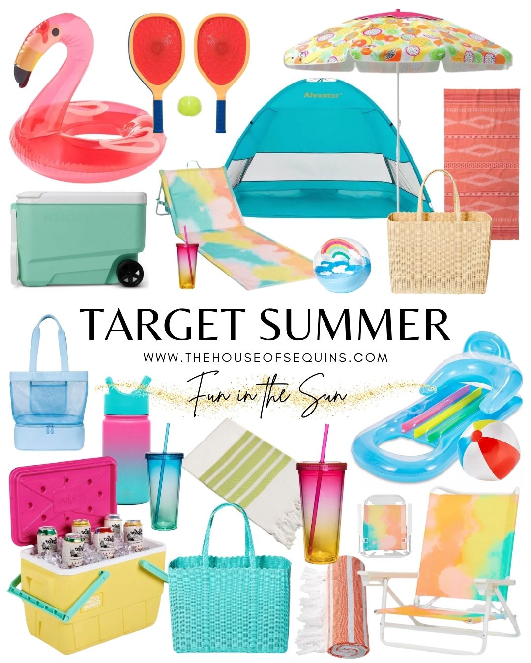 Blogger Sarah Lindner of The House of Sequins sharing summer fun beach essentials.