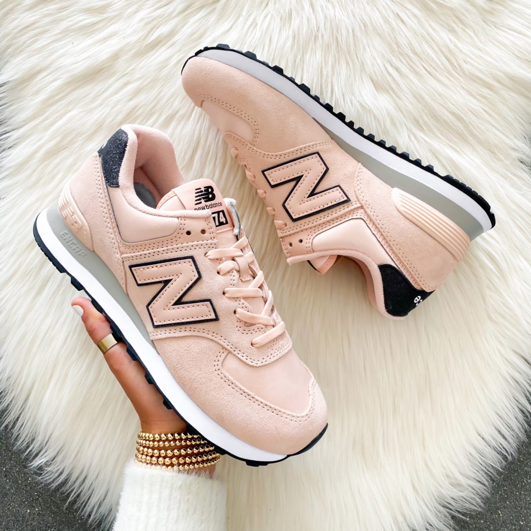 Blogger Sarah Lindner of The House of Sequins sharing Spring style New Balance sneakers. 