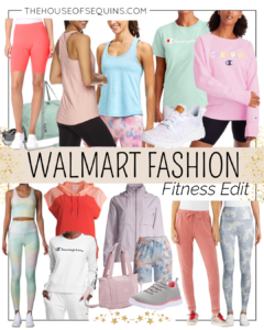 Blogger Sarah Lindner of The House of The House of Sequins sharing Walmart Fashion workout looks.