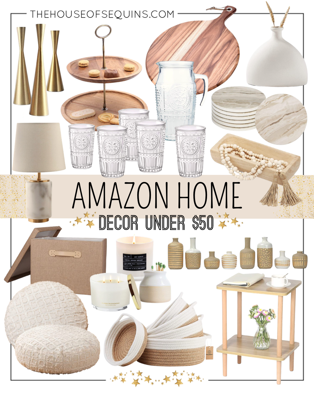 Blogger Sarah Lindner of The House of Sequins sharing Amazon Home decor under $50.