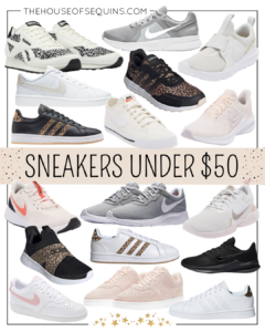 Blogger Sarah Lindner of The House of Sequins sharing sneakers under $50.