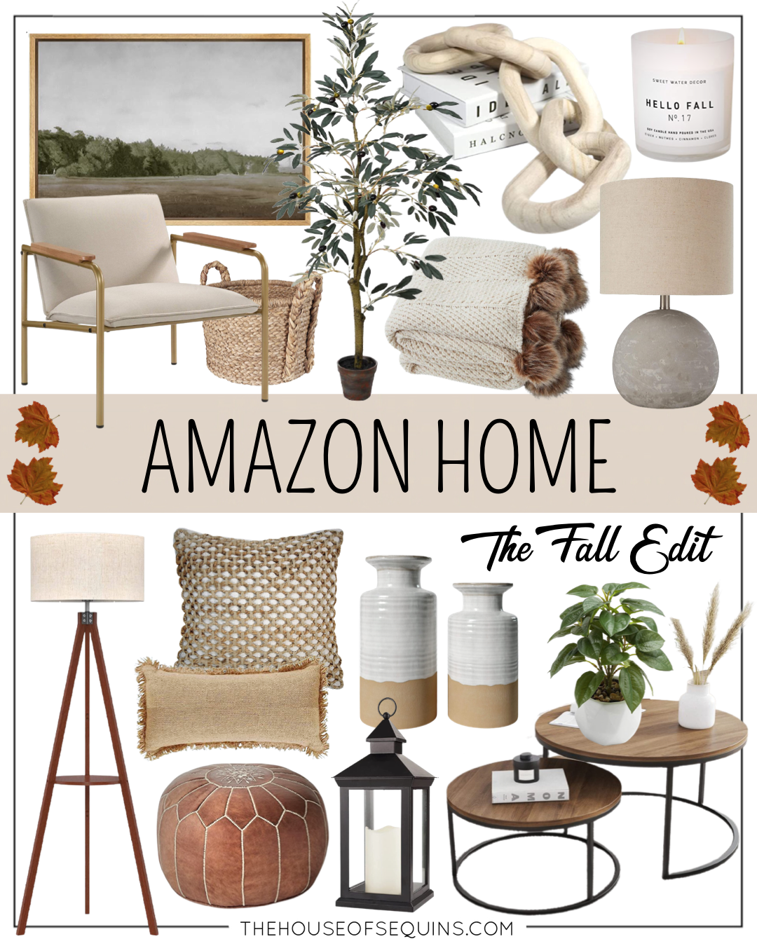 Blogger Sarah Lindner of The House of Sequins sharing Fall decor from Amazon Home.