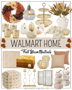 Blogger Sarah Lindner of The House of Sequins sharing Walmart Home fall decor.