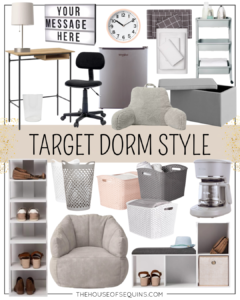 Blogger Sarah Lindner of The House of Sequins sharing college dorm essentials from Target Home.