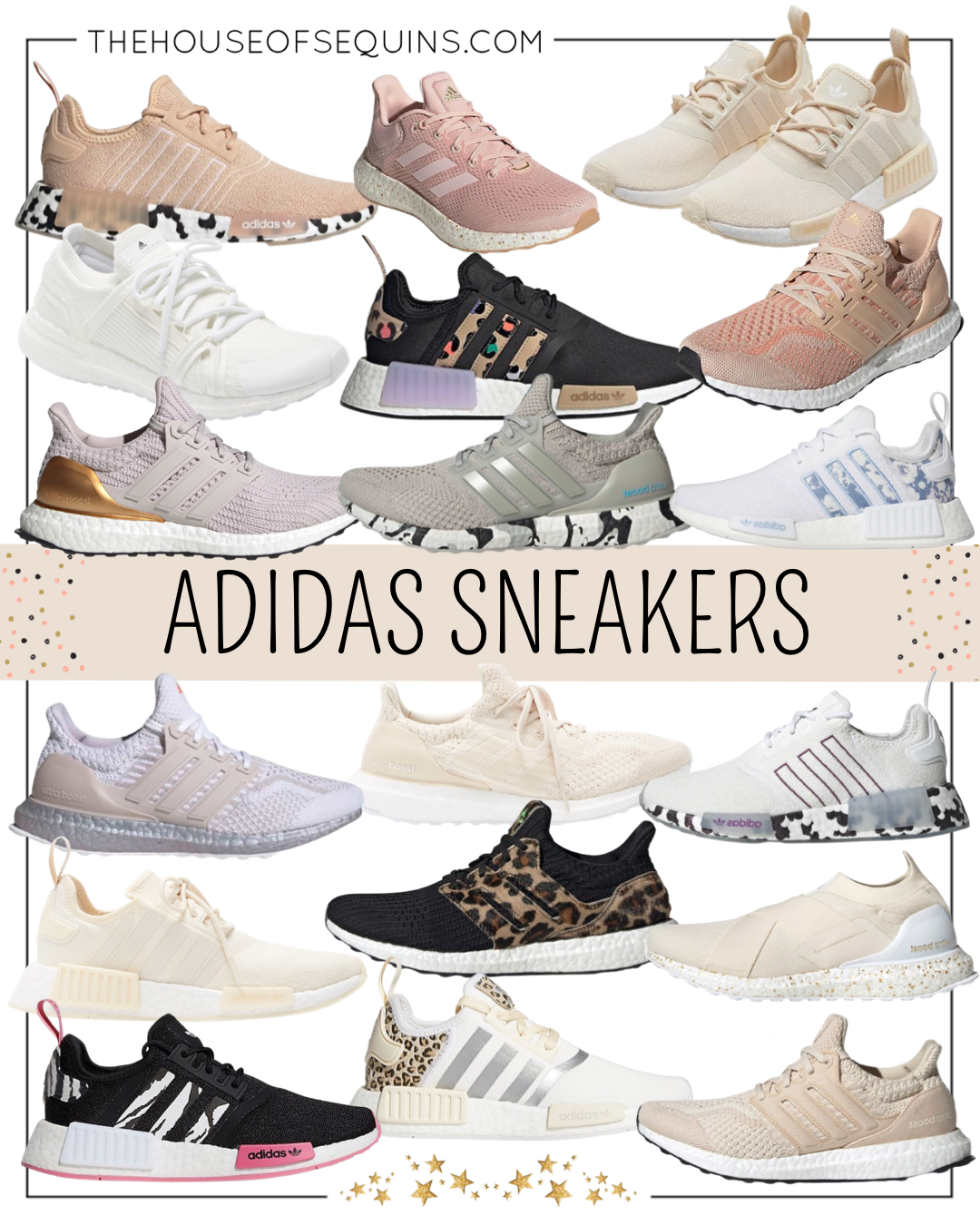 Blogger Sarah Lindner of The House of Sequins sharing Adidas sneaker favorites. 
