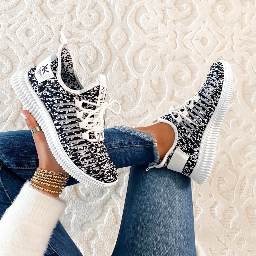 Blogger Sarah Lindner of The House of Sequins sharing Walmart Fashion sneakers.