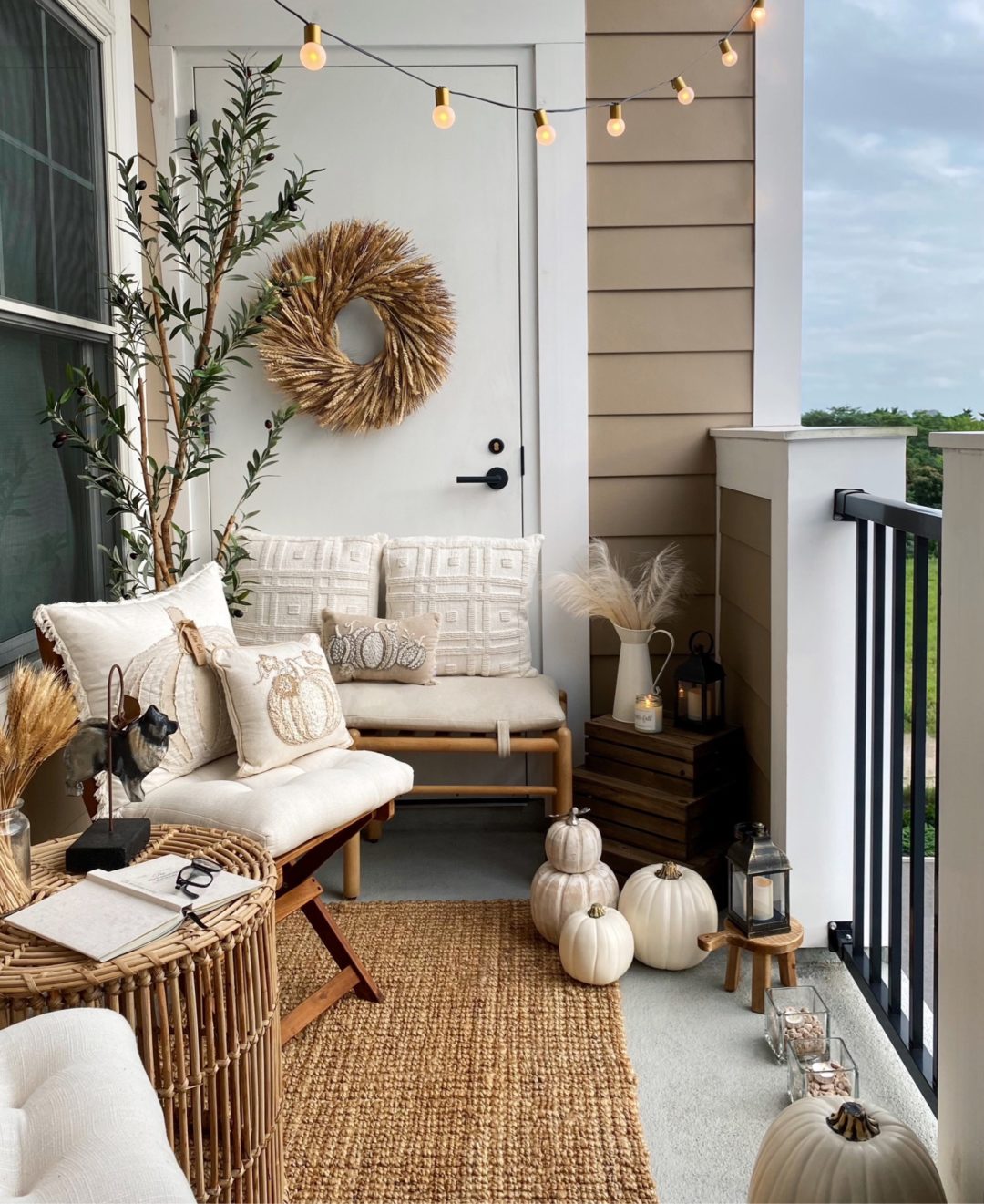 How To Decorate An Apartment Balcony For Fall - The House of Sequins