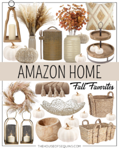 Blogger Sarah Lindner of The House of Sequins sharing Amazon Home fall decor.
