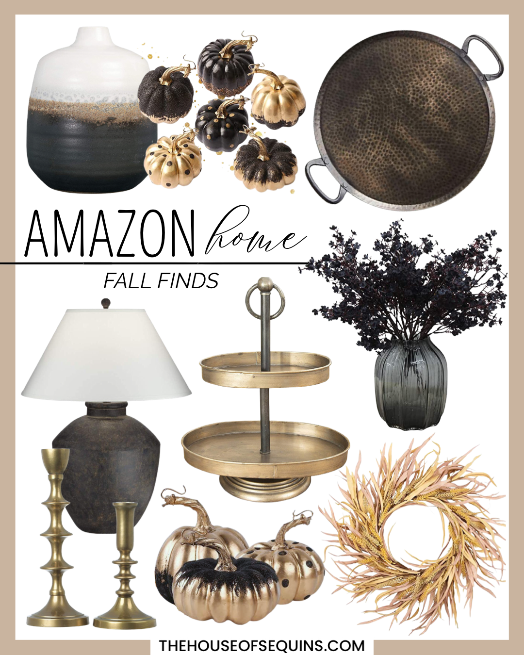 Blogger Sarah Lindner of The House of Sequins sharing Amazon Home Fall decor.