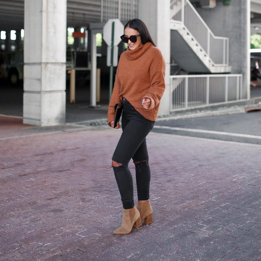 Blogger Sarah Lindner of The House of Sequins styling fall sweater outfits.