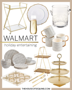 Blogger Sarah Lindner of The House of Sequins sharing Walmart home holiday entertaining favorites.