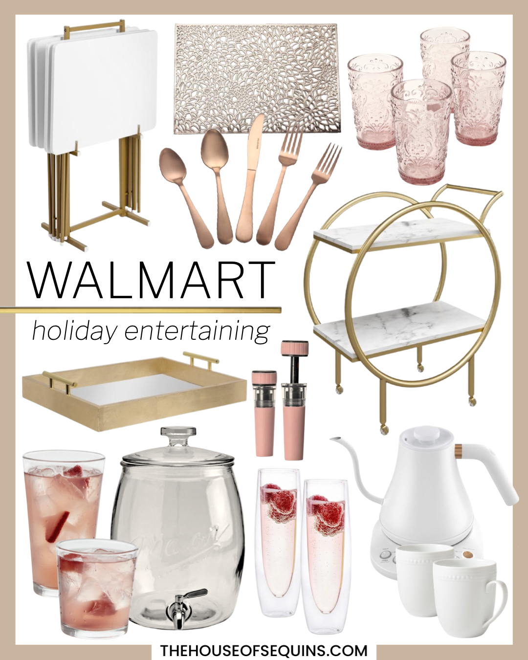 Blogger Sarah Lindner of The House of Sequins sharing Walmart home holiday entertaining favorites.