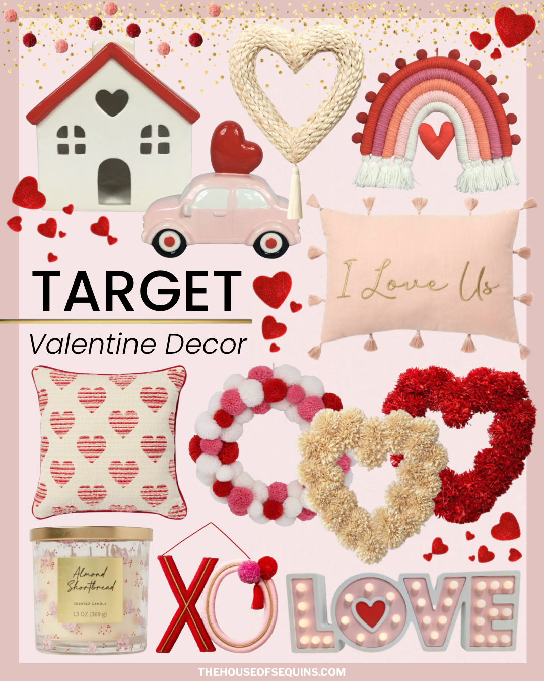 Blogger Sarah Lindner of The House of Sequins sharing Target Home Valentine looks.
