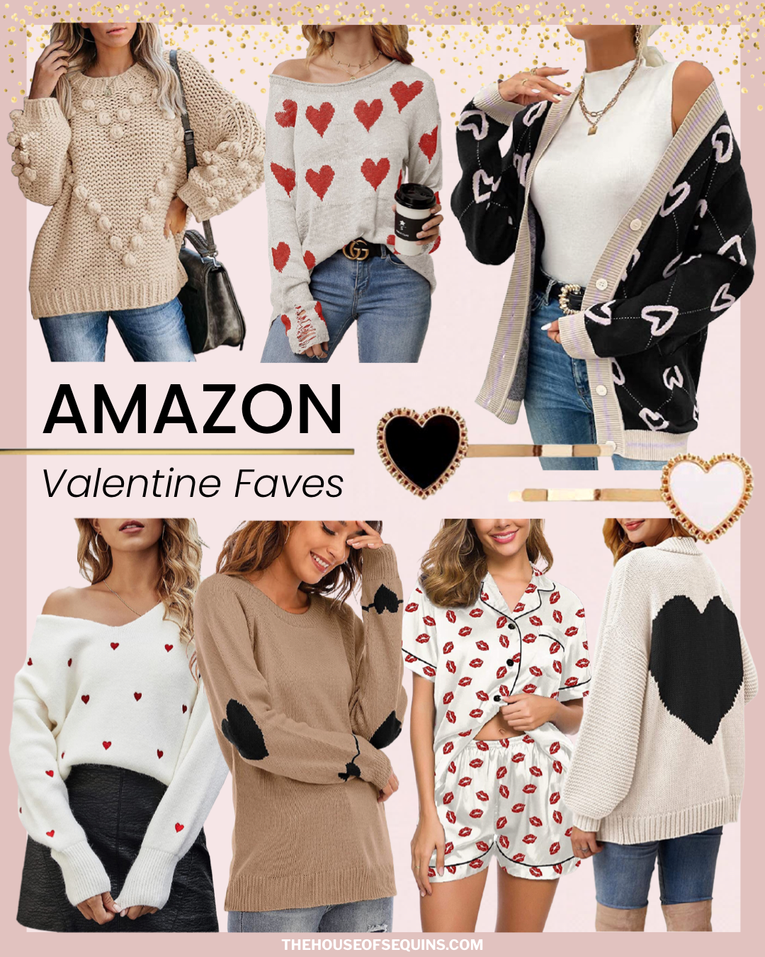 Blogger Sarah Lindner of The House of Sequins sharing Amazon Fashion Valentine looks.