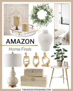 Blogger Sarah Lindner of The House of Sequins sharing Amazon Home Spring decor.
