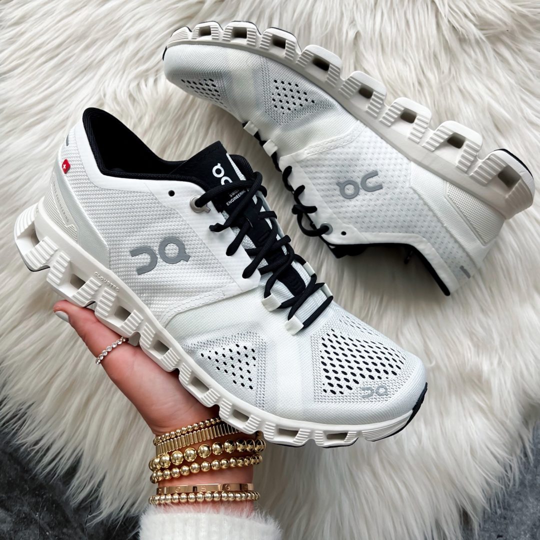 Blogger Sarah Lindner of The House of Sequins sharing On Cloud sneakers.